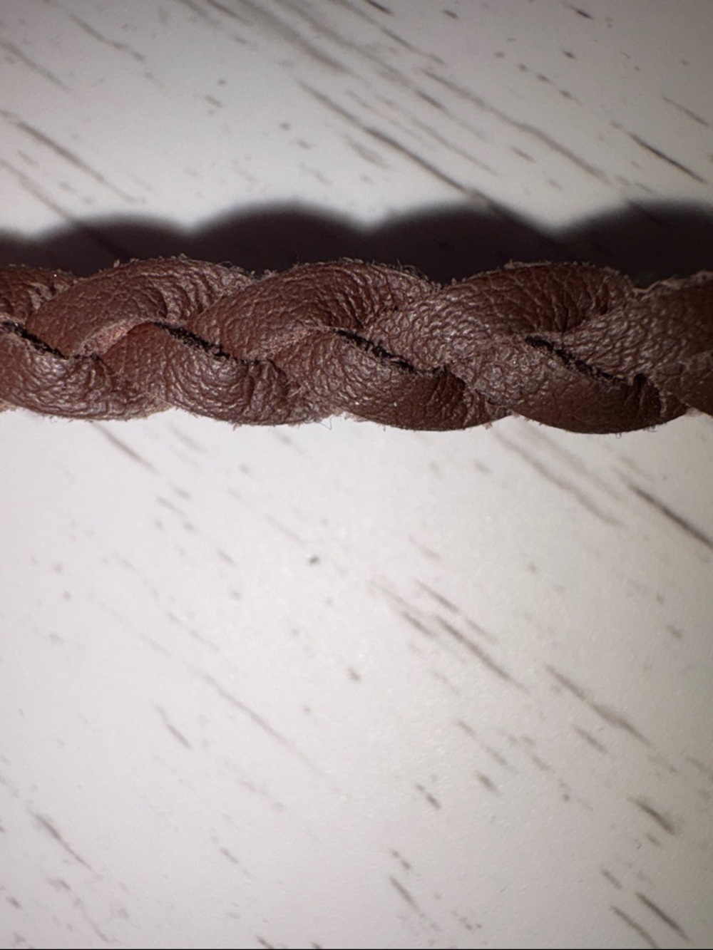White Heart Stone Braided Brown chocker - Picture 3 of 4